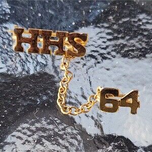 Vintage HHS 64 Gold Tone Graduation Pin High School Class of 1964